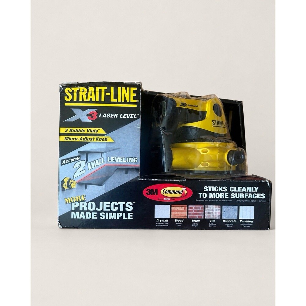 3M Strait-Line X3 Laser Level 3 Bubble Vials Micro Adjust Knob New (Return)